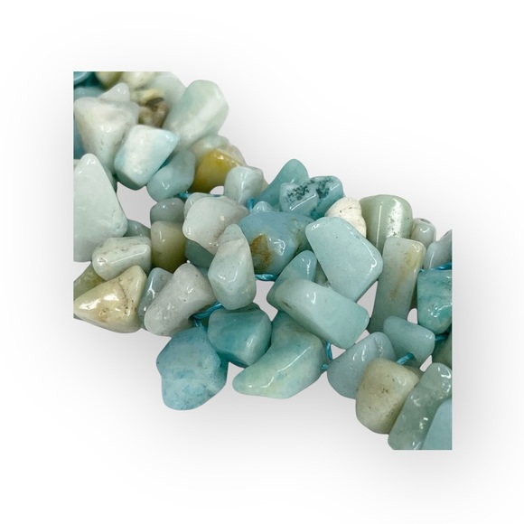 new Larimar Dolphin Stone Collar Necklace ❤︎ Woven Chips ❤︎ Stones Gems Crystals - Picture 8 of 16